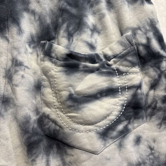 True Religion Tie Dye Sweat Shorts Men's Medium Blue White Logo Drawstring Knit - Picture 11 of 15